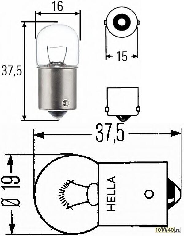 Лампа R5W 5 W 24 V BA15s