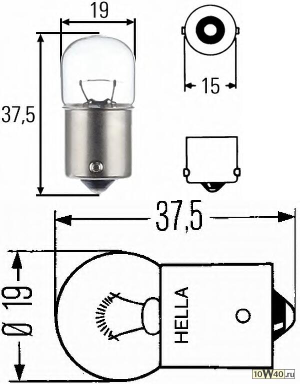 лампа накаливания задн. габариты,знак и салон 10w 24v (ba15s)\ omn mb,man,daf,krone