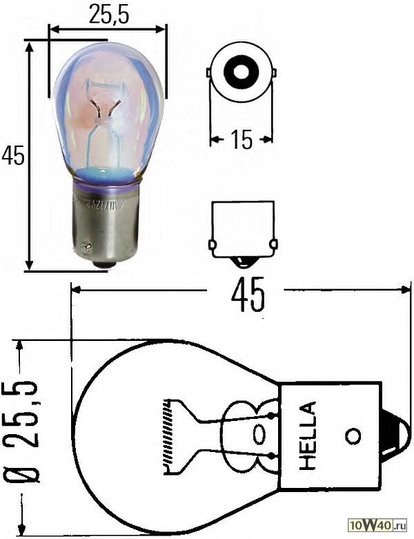 лампа hella галогеновая p21w ba15s 21w