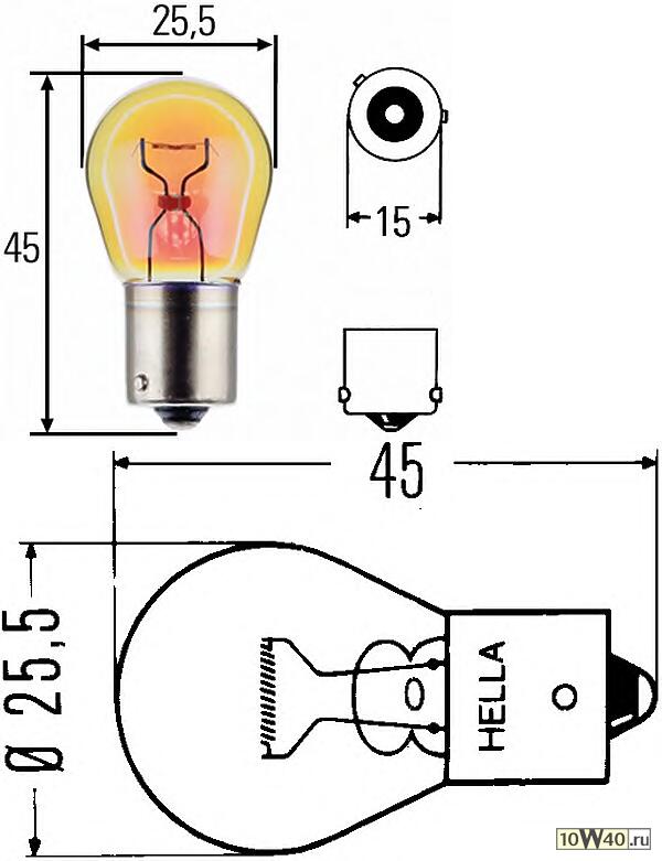 лампа hella галогеновая py21w bau15s 21w