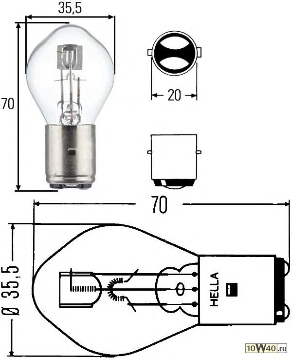 лампа 35 / 35w 12v ba20d\