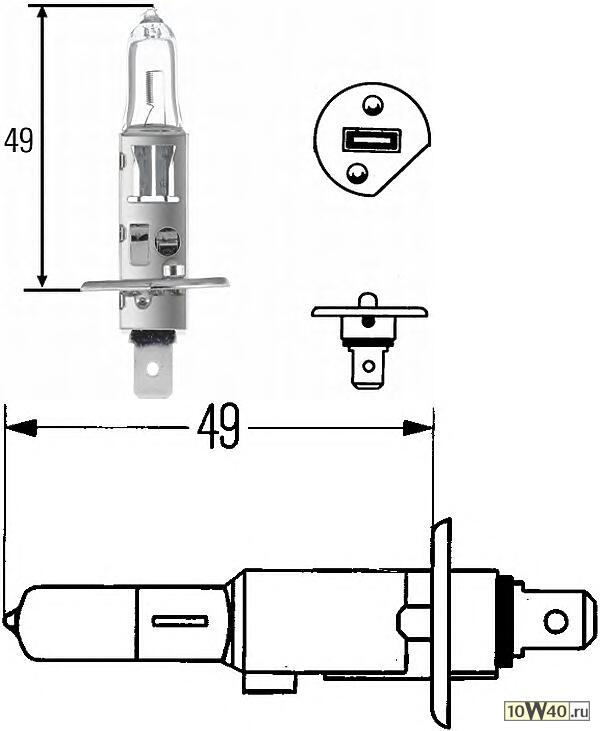 лампа (h1) 55w 12v p14.5s галогенная увеличенный срок службы long life\