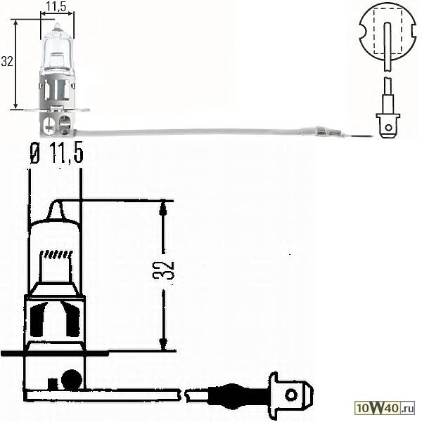 Лампа H3 55W PK22s