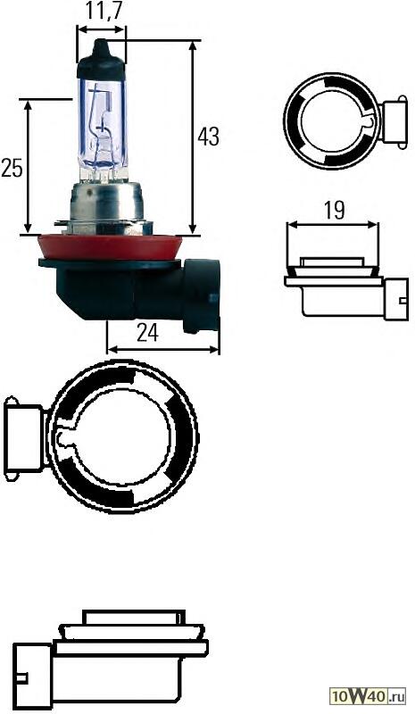 лампа h8 12v blue light, карт.1 шт.