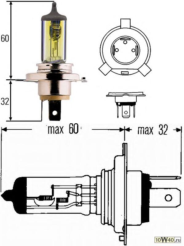 лампа h4 ys, 12 v, 60 / 55 w