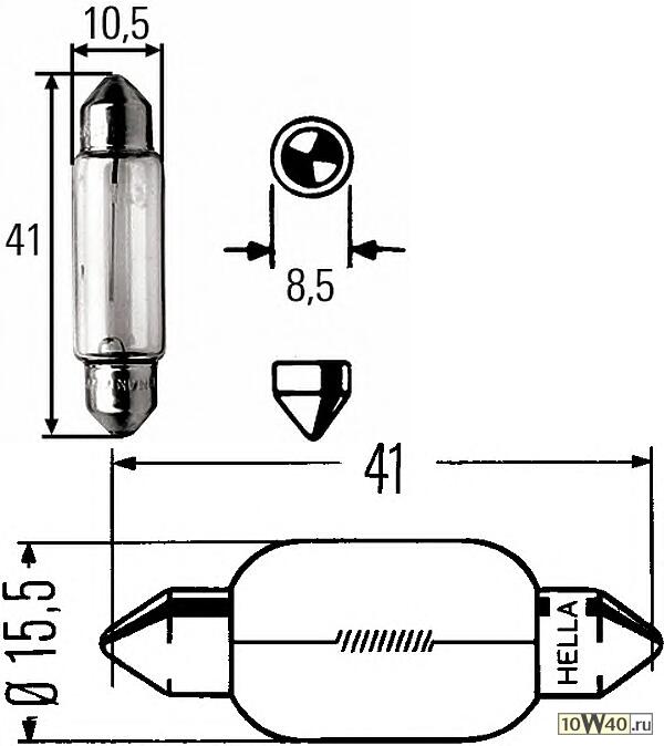 лампа (10шт в упаковке) c18w 12v 18w