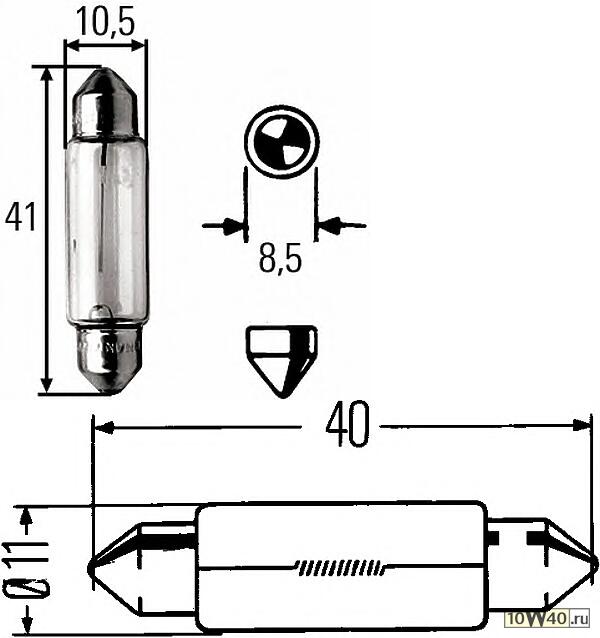 Лампа K10W SV8,5-8