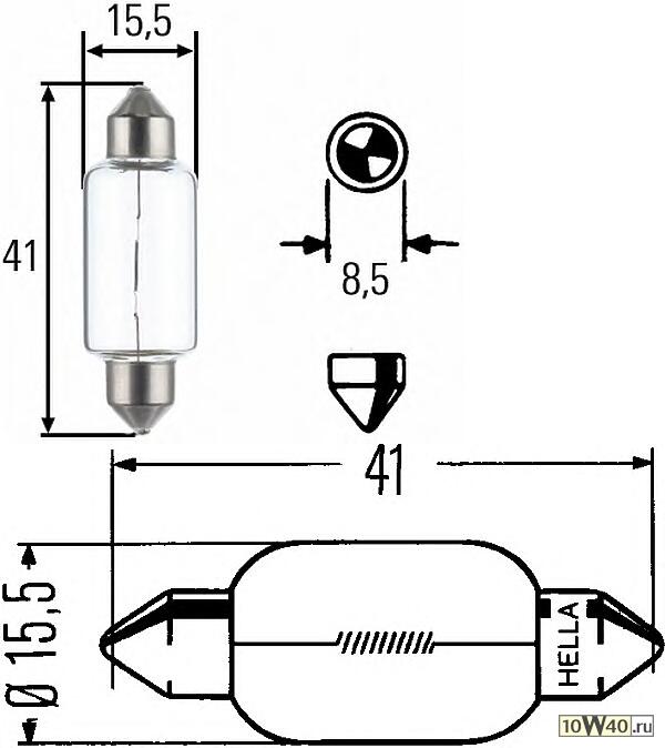 лампа (10шт в упаковке) c5w 12v 5w sv8,5