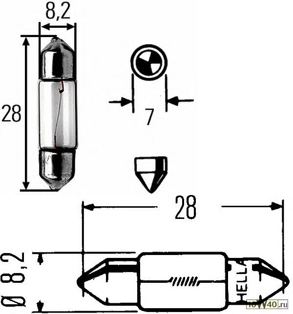 лампа 3w 12v sv7-8 внутреннее освещение\