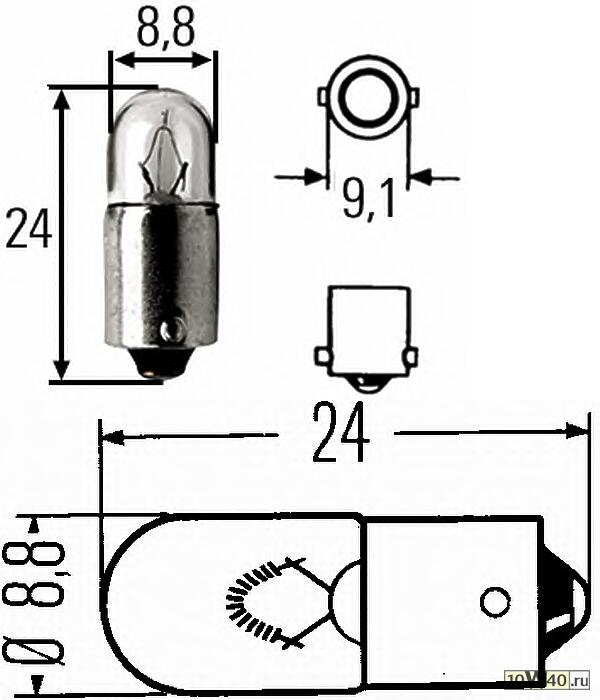 Лампа 2W 24V-2W BA9s