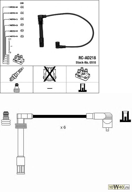 rc-ad 218 к-кт проводов\ audi a4 / a6 / a8 2.4 / 2.6 / 2.8 95>
