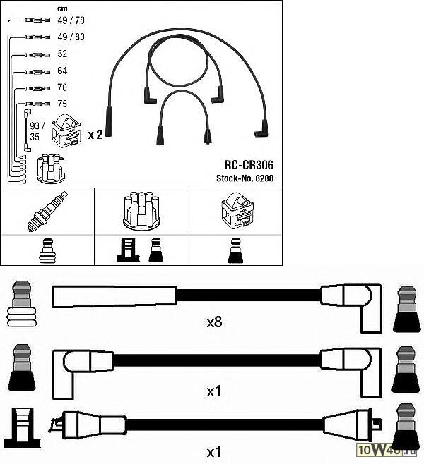 rc-cr 306 к-кт проводов 10 проводов\ jeep grand cherokee 5.2i 92-99