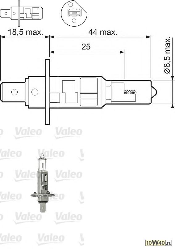 лампа н1 12х55 р14,5s life x2