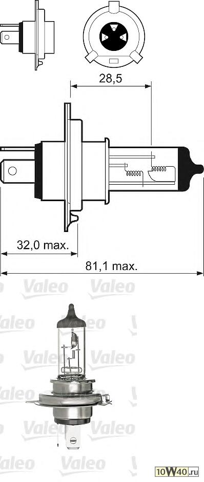 Лампа 12*60*55 H4 +50% VALEO
