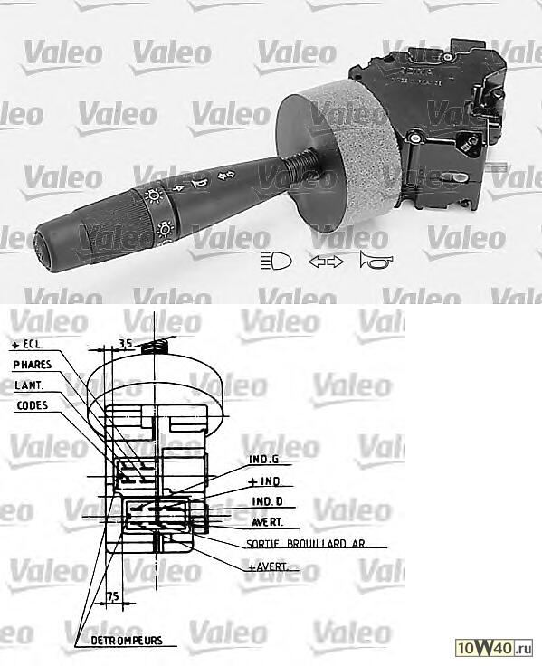 Код оригинала: 625340, <BR>Переключатель управления светом Peugeot 405 I 88-92