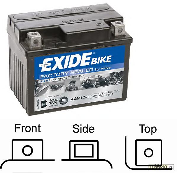 Аккумулятор MOTO AGM Ready 3Ah 50A 113x70x85 полярность ETN 0 токовыводы M04