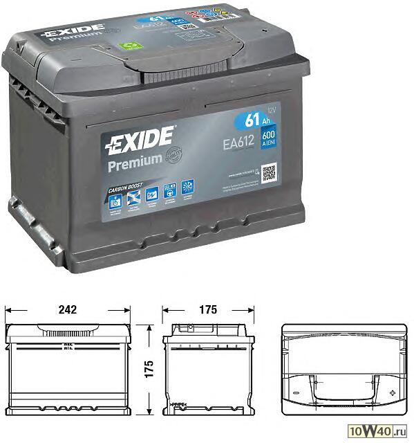 аккумуляторная батарея exide premium ea 612