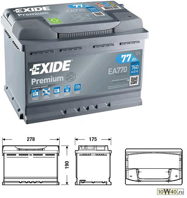 аккумуляторная батарея exide premium ea770