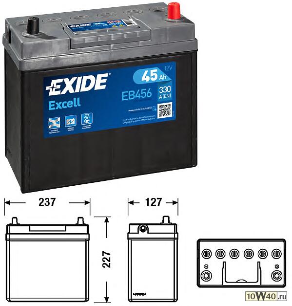 аккумуляторная батарея 14.7 / 13.1 евро 45ah 300a 234 / 127 / 220\