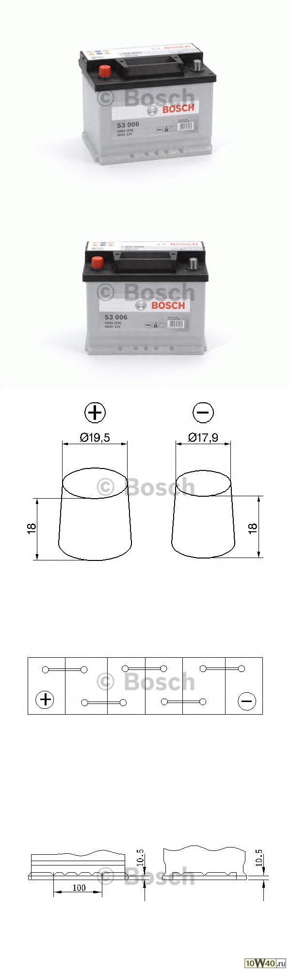 Аккумулятор BOSCH S3 12V 56AH 480A ETN 1(L+) B13 242x175x190mm 13.7kg