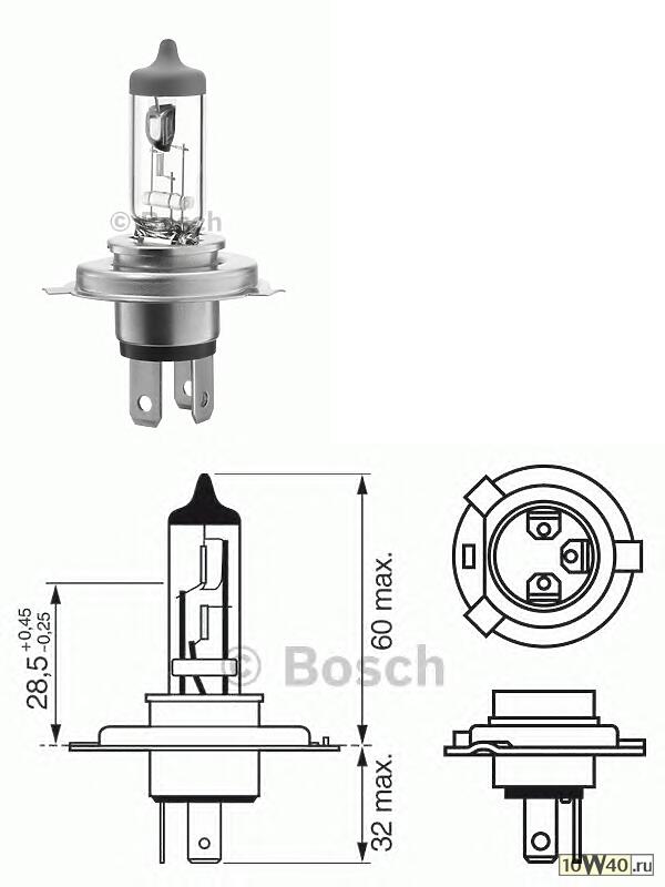 лампа (h4) 60 / 55w 12v p43t галогенная pure light\