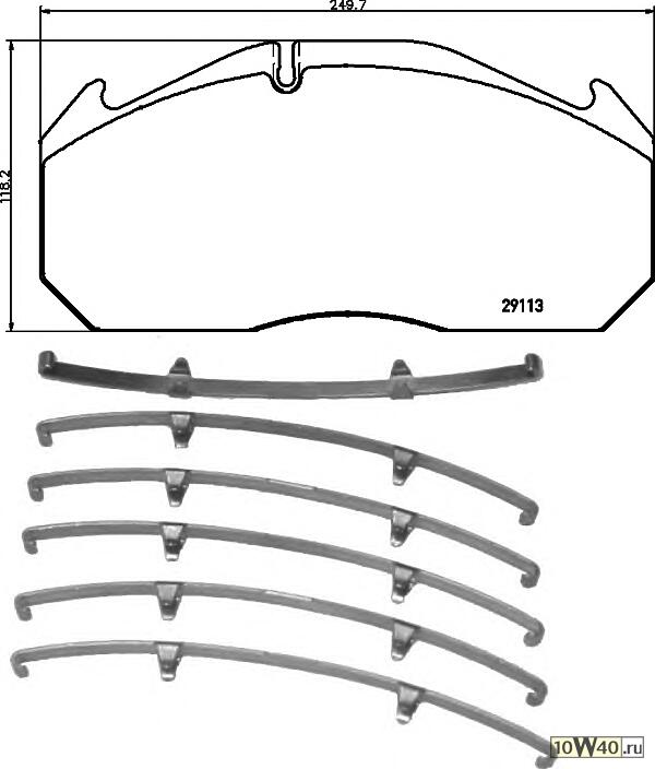 2911303 колодки дисковые wva 29113 249.5x118.2x28.2mm \omn rvi ae 420t, man, setra