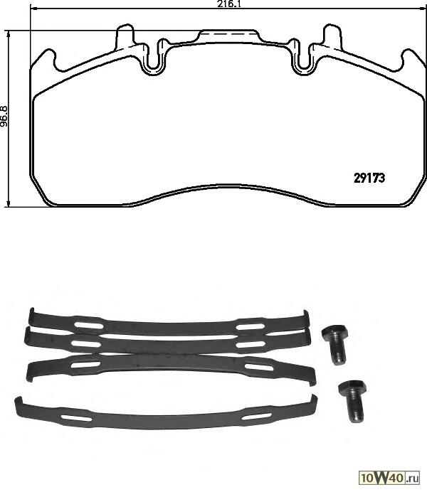 Комплект дисковых колодок 216,1x96,8x29,2 mm (Meritor Elsa 225-1) VOLVO: FL II III / RVI: D MIDLUM