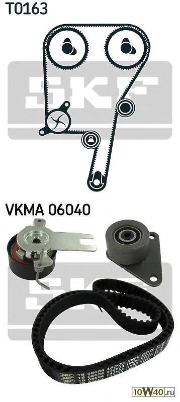 комплект грм ford focus II, kuga, volvo c30,c70,s80 2.5l (ролик 2шт+ремень 142x23)