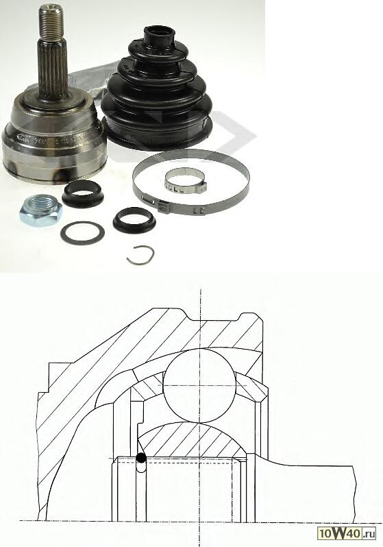 Код оригинала: 811408311 / 811407311 / 893498099 / 321498099C / 171407311P / 893407311 / 811498099 / 321498099CX, <BR>ШРУС наружн.к-кт Audi 80/90, VW Passat 1,9-2,3 83-91