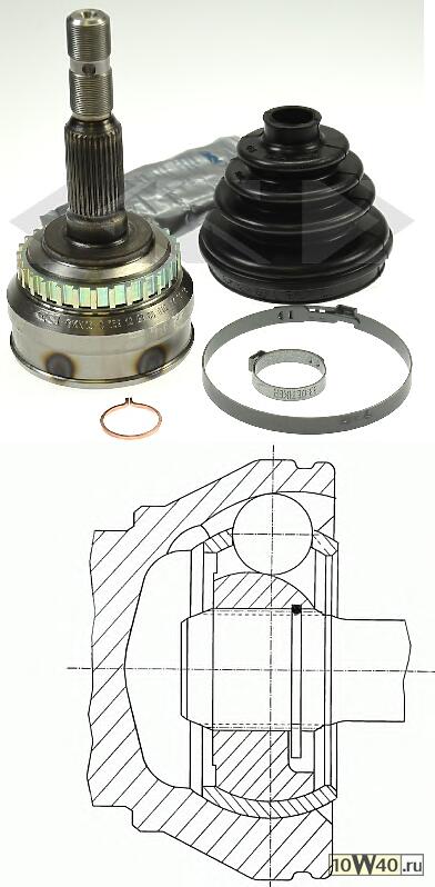 Код оригинала: 90334948 / 374176, <BR>ШРУС наружн.к-кт Opel Vectra 1,8/2,0 88> (ABS)