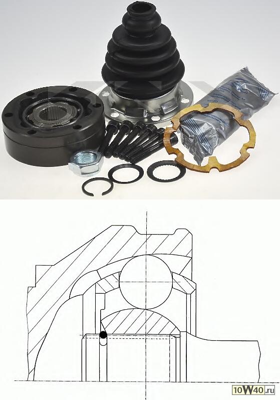 Код оригинала: 191498104C / 357498103B / 357498103V / 357498350X / 191498103C / 191498103CV / 191498103A / 321498103D / 357498103X / 191498103 / 357498103 / 191498103CX / 357498103A, <BR>ШРУС внутр.к-кт VW Golf 1,8/1,9D/TD/2,0 91-97