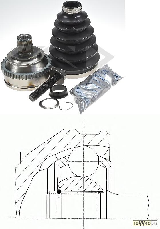 ШРУС наружн к-кт VW: TRANSPORTER Т4 с ABS 7.94-