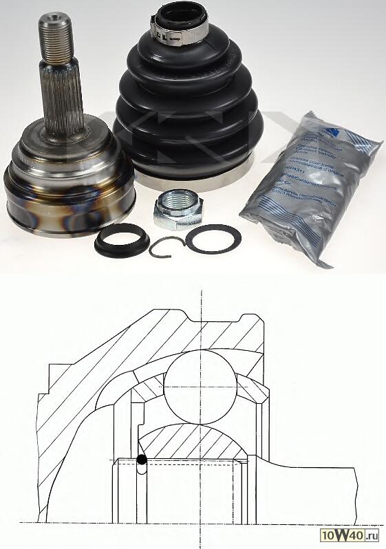 Код оригинала: 6N0407311 / 6N0498099 / 6N0498099X, <BR>ШРУС наружн.к-кт VW Polo 95>