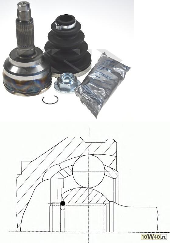 Код оригинала: GD1722510, <BR>ШРУС наружн.к-т Mazda 626 1.8/2.0 97-02