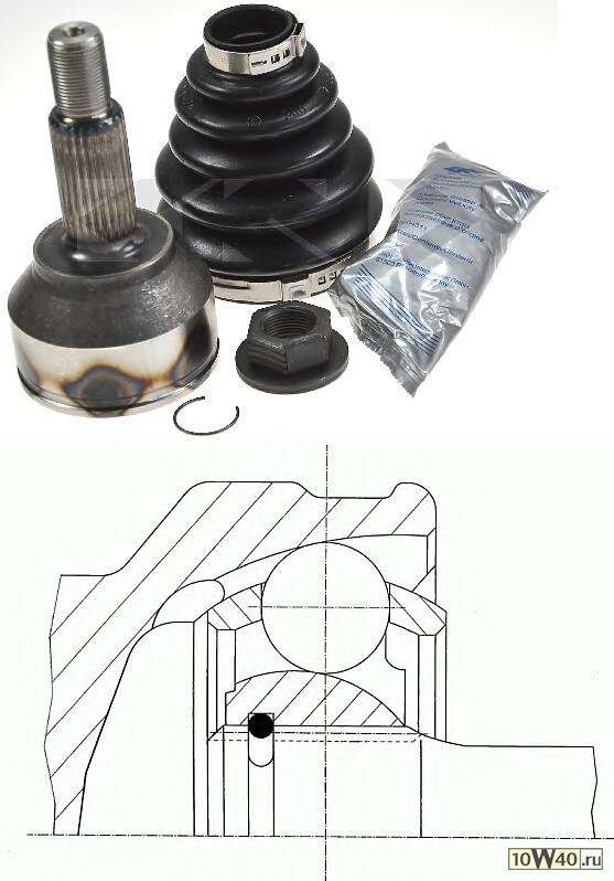 Код оригинала: 235280201 / 1S7W3B413AA, <BR>ШРУС наружн.к-кт Ford Mondeo 1.8 16V/2.0 16V 00>