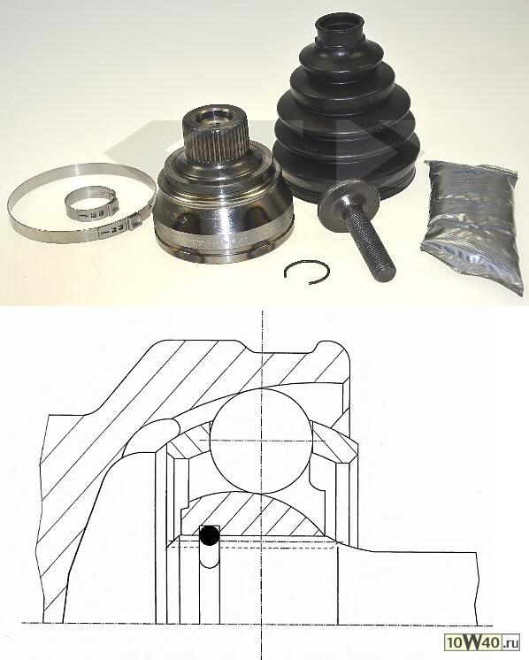 Код оригинала: 8K0498099X / 8K0407305D / 8K0498099, <BR>ШРУС наружн. Audi A4/A5/Q5 1.8TFSi-3.2FSi 07>