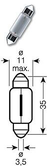 АВТОЛАМПА C5W (SV8.5/8) 35ММ 12V OSRAM /10/50 HIT, УПАК