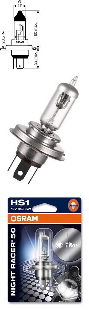  лампа hs1 12v 35 / 35w px43t night racer 50