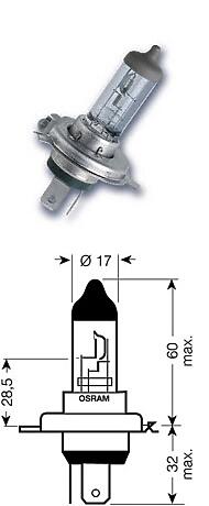ЛАМПА ГОЛОВНОГО СВЕТА H4 12V 60/55W 1ШТ.