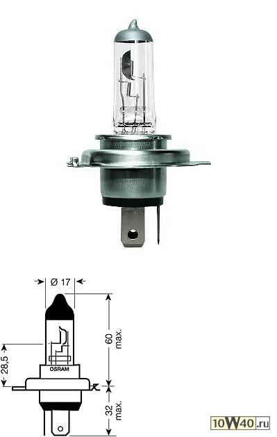 лампа (h4) 12v 60 / 55w p43t silverstar 2.0 +60% мощности света\