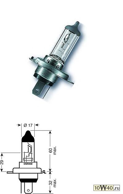 лампа h4 24v 75 / 70w truckstar pro +100% p43t, карт.2 шт.