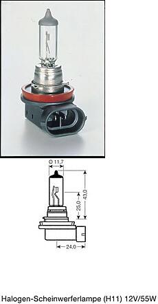  (H11) 12V 55W PGJ19-2 галогенная стандарт (1шт. в блистере) 