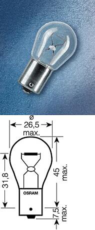 лампа osram галогеновая p21w ba15s 21w