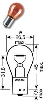 лампа osram галогеновая py21w bau15s 21w