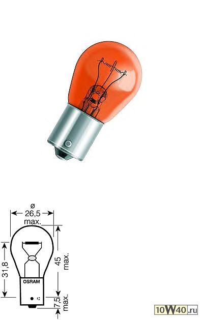 лампа osram галогеновая py21w bau15s 21w