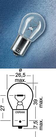 лампа (10шт в упаковке)p21w 24v 15w original ba15s, карт.1 шт.