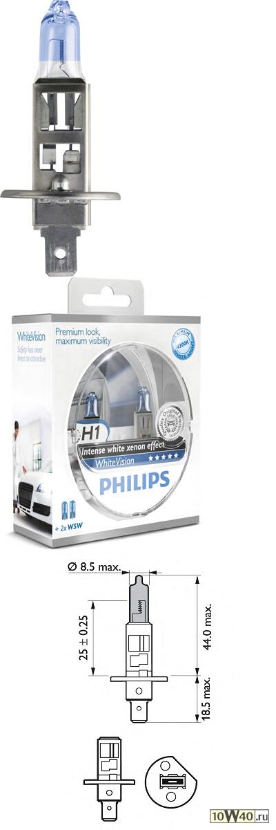 к-кт ламп (h1) 12v 55w галогенная whitevision (2шт. в блистере)\