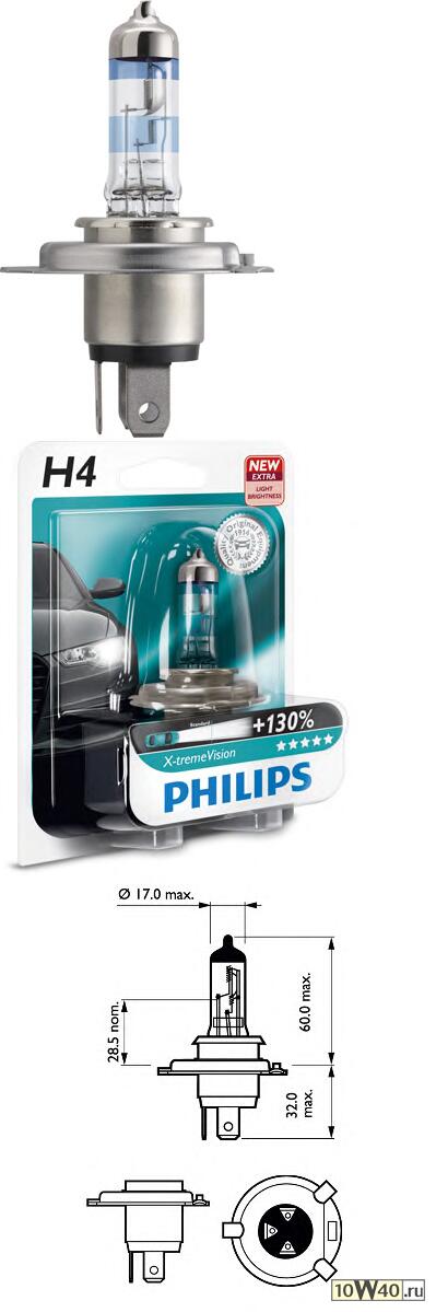 лампа philips галогеновая h4 p43t-38 60w