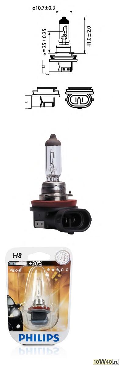 ЛАМПА ГОЛОВНОГО СВЕТА H8 12V (БЛИСТЕР 1 ШТ.)