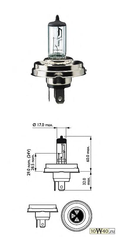 лампа накаливания r2 visio 12v 45 / 40w p45t-41 b1